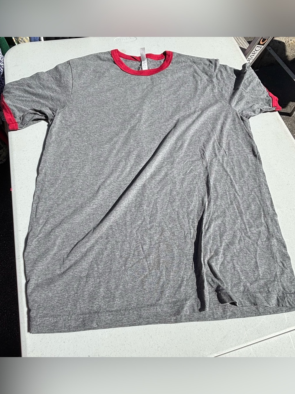 Men's Gray Bella Canvas T-Shirt with Red Trim size s